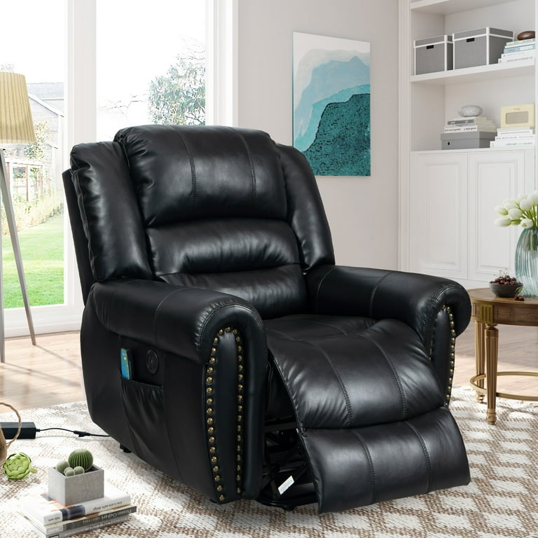 Electric Lift Recliners for Elderly, Black PU Leather Lift