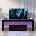thumbnail image 1 of BTMWAY Black TV Stand with LED Lights, New Generation Quick Assemble TV Console Table for Up to 60'' Television, High Gloss TV Cabinet with Storage Drawers, Modern Entertainment Center for Living Room, 1 of 10