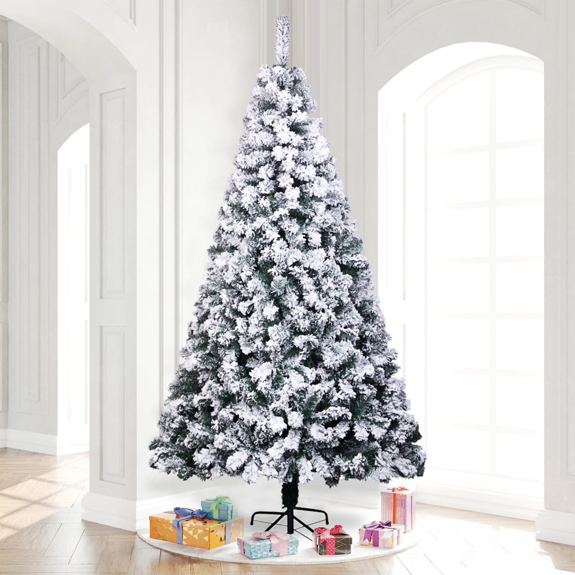BTMWAY Christmas Trees, 7FT Artificial Snow Flocked Christmas Tree with