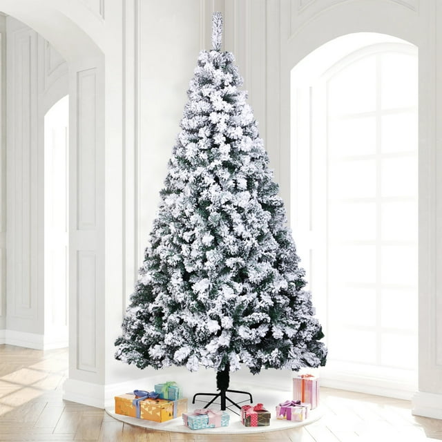 BTMWAY Christmas Trees, 7FT Artificial Snow Flocked Christmas Tree with