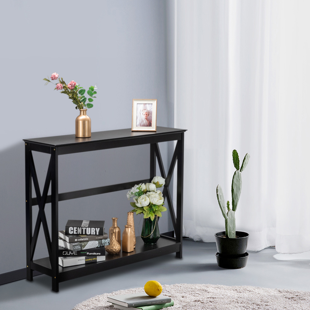 BTMWAY Console Table, 2-Tier Entryway Table X-shape Design Accent Table ...