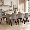 thumbnail image 1 of Swivel Bar Stools Set of 4, 26" Counter Height Bar Stools with Back, Farmhouse Velvet Barstools for 34–38" Kitchen Island, Gray (Set of 4), 1 of 10