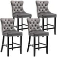 thumbnail image 1 of Bar Stools Set of 4, PAPROOS Velvet Bar Stool with Back, Solid Wood Frame & Nailhead Trim, Counter Height Bar Chair Button Tufted Upholstered Seat, Full Back Bar Stools, Gray, 1 of 8