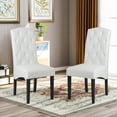 thumbnail image 1 of BTMWAY Dining Chairs Set of 2, PU Leather Leisure Chairs with Solid Wood Legs and Nailed Trim, Classic High Back Dining Chair Tufted Padded Dining Seating for Dining Room Kitchen Living Room, White, 1 of 12