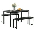 thumbnail image 1 of BTMWAY Dining Table Set with 2 Benches, 3 Piece Wood Dining Room Table Set with Metal Frame, Industrial Style Dinette Set for Kitchen Breakfast Nook, Heavy Duty Dinner Table Set for 4, Black, 1 of 12
