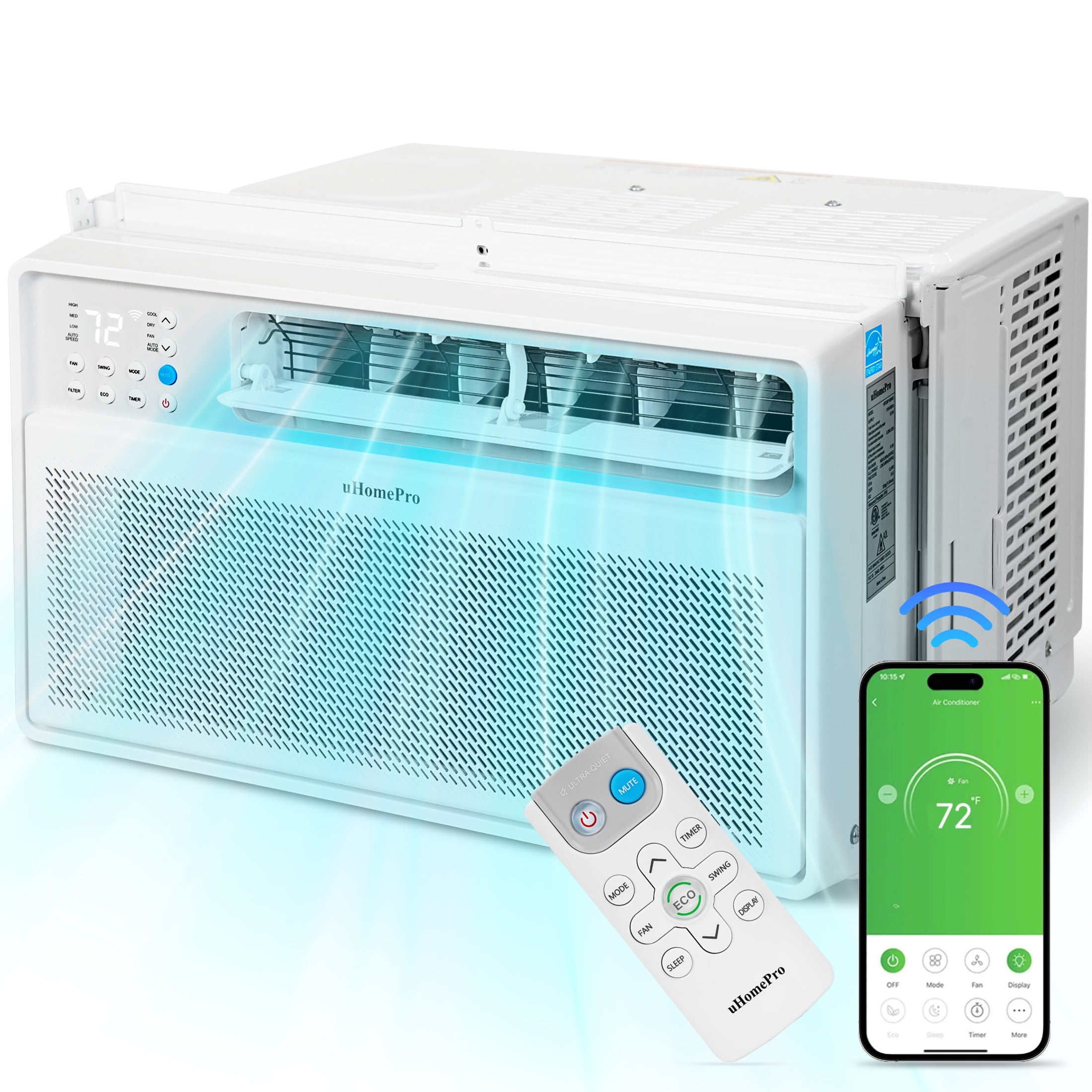 8000 BTU Window Air Conditioner with Wifi, Ultra Quiet Smart Inverter Window AC Units Cools up to 350 sq. ft, Up to 35% Energy Savings, Window Unit with Remote Control, 4 Modes(Auto, Cool, Dry, Fan)