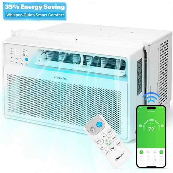 8000 BTU Window Air Conditioner with Wifi, Ultra Quiet Smart Inverter Window AC Units Cools up to 350 sq. ft, Up to 35% Energy Savings, Window Unit with Remote Control, 4 Modes(Auto, Cool, Dry, Fan)