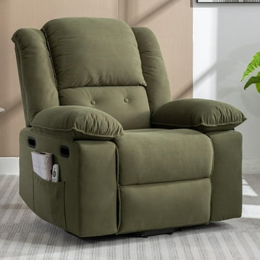 BTMWAY Fabric Lift Recliner, Electric Power Lift Chair with Massage and Heating Function, Heavy Duty Reclining Sofa with Remote and Side Pocket for Living Room, Lift Recliner for Elderly, Green