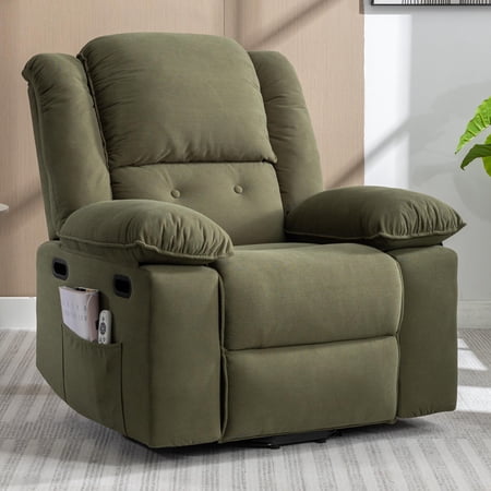 BTMWAY Fabric Lift Recliner, Electric Power Lift Chair with Massage and Heating Function, Heavy Duty Reclining Sofa with Remote and Side Pocket for Living Room, Lift Recliner for Elderly, Green