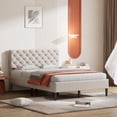 thumbnail image 1 of BTMWAY Full Size Bed Frame, New Upgraded Linen Fabric Upholstered Platform Bed with Button Tufted Headboard, No Box Spring Needed, Full Bed for Kids Teens Adults, 400lbs Capacity, Easy Assembly, Beige, 1 of 8