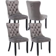 thumbnail image 1 of PAPROOS Dining Chairs Set of 4, Upholstered Velvet Dining Chair with Nailhead Trim and Solid Wood Legs, Tufted Button Padded Dining Chairs Set for Kitchen Dining Room, Gray, 1 of 8