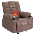 thumbnail image 1 of BTMWAY Heated Massage Recliner Chair, Fabric Manual Recliner Couch with Rocking Function, Cup Holder and Side Pocket, Ergonomic Reclining Sofa Massage Lounge Chair for Adults Elderly, Brown, 1 of 11