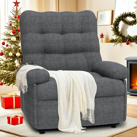 Electric Recliner Chair, PAPROOS Ergonomic Lounge Recliner with Remote Control, Side Pocket, Modern Power Recliner Sofa for Adults Elderly, Single Reclining Sofa for Living Room Home, Grey