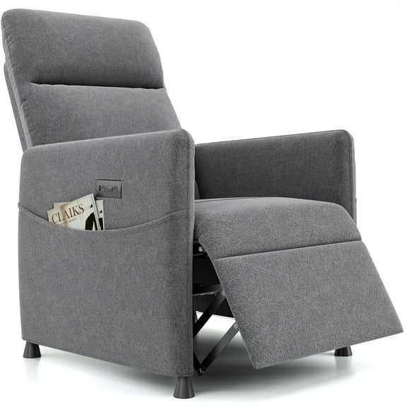 LEGAHOME Power Recliner Chair, Small Electric Recliner Sofa with Footrest, Velvet Fabric Power Recliner Chair for Living Room, Home Theater, Grey
