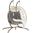 thumbnail image 1 of LEGAHOME 2-Person Wicker Egg Chair, Double Rattan Egg Chair with Stand and Removable Cushion, Outdoor Indoor Swing Hammock Chair Hanging Basket Chair for Patio Balcony Porch, Dark Gray, 1 of 9