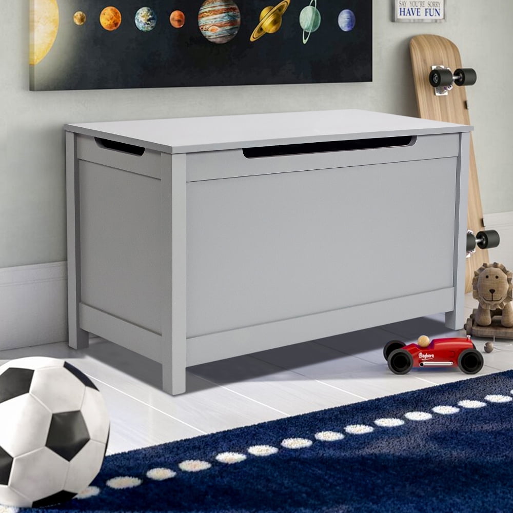 BTMWAY Kids Storage Bench with Safety Hinges and Large Capacity, Gray