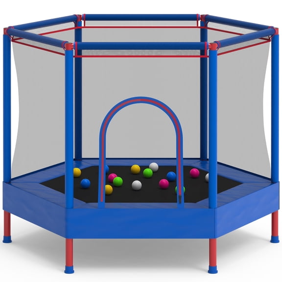 55in Toddler Trampoline for Kids, SHINPT Mini Trampoline with Enclosure Net, Kids Trampoline Outdoor for Backyard, Patio, 55" Indoor Trampoline for Toddlers Age 3+, Small Kid Trampoline for Best Gift