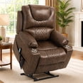 thumbnail image 1 of Lift Recliner for Elderly, LEGAHOME Electric Power Lift Chair with Heated and Massage, 26" Oversized Leather Recliner Chair with Cup Holders & Side Pockets up 400 lbs, Brown, 1 of 13