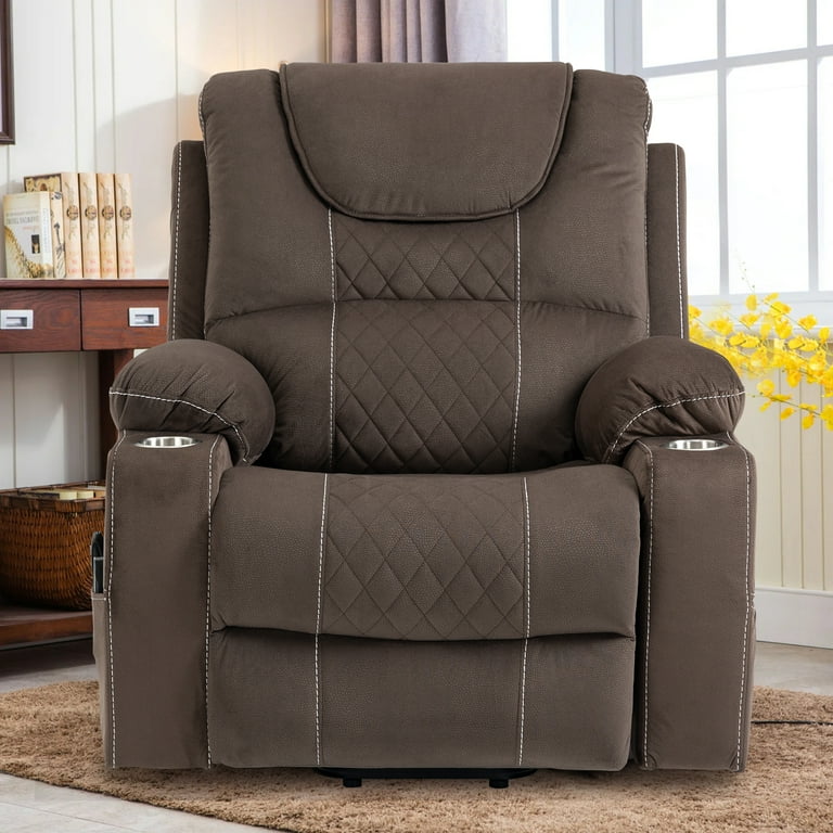 LegaHome Large Lift Chair with Heated and Massage Functions Extended Fabric Lift Recliner Relax Sofa with 2 Remotes and 2 Cup Holders Oversize