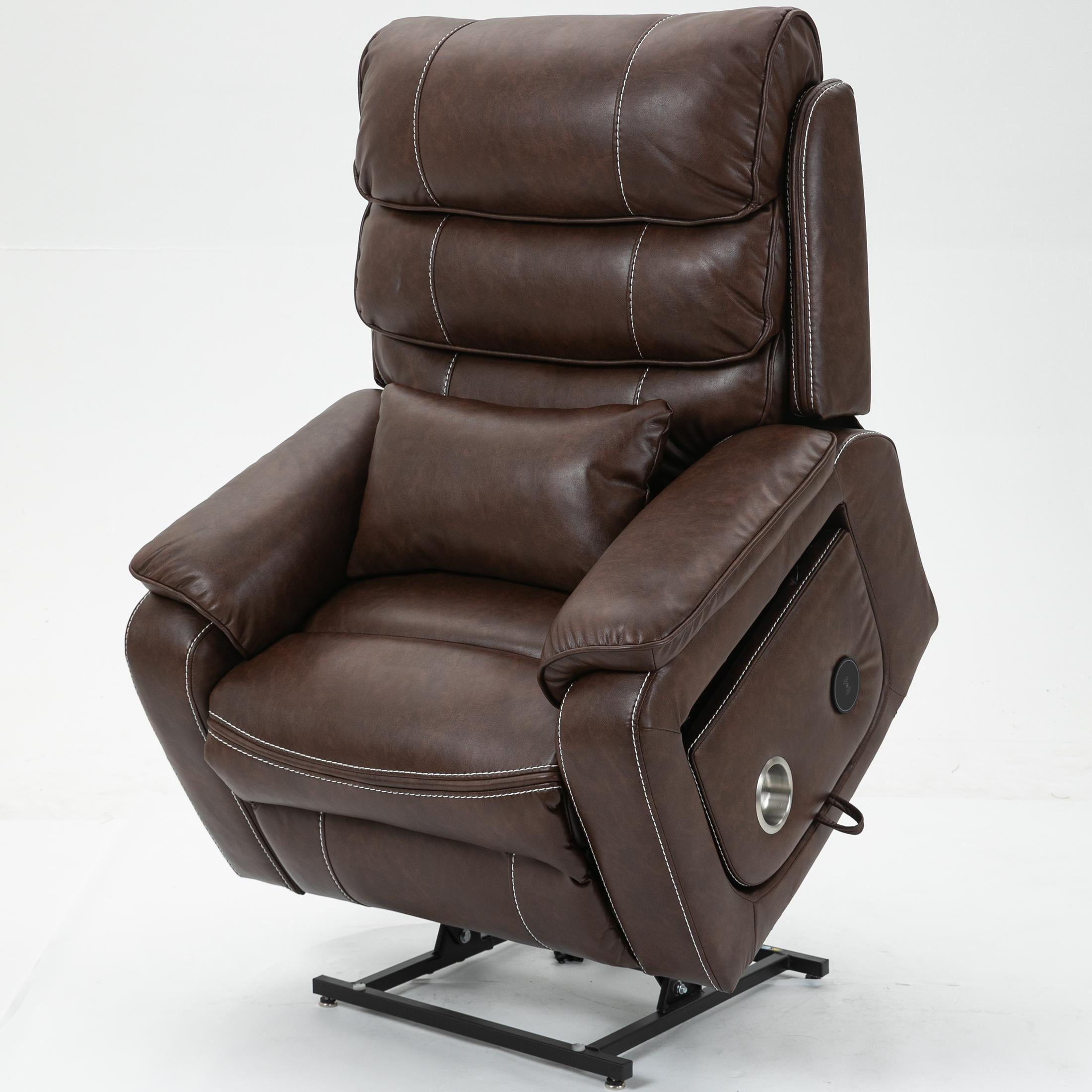 BTMWAY Lift Chairs for Elderly, Electric Power Lift Recliner with Heat Therapy and Massage Function, Heavy Duty Recliner Sofa with Cup Holders, USB Chaiging Port and Side Pocket for Living Room, Brown