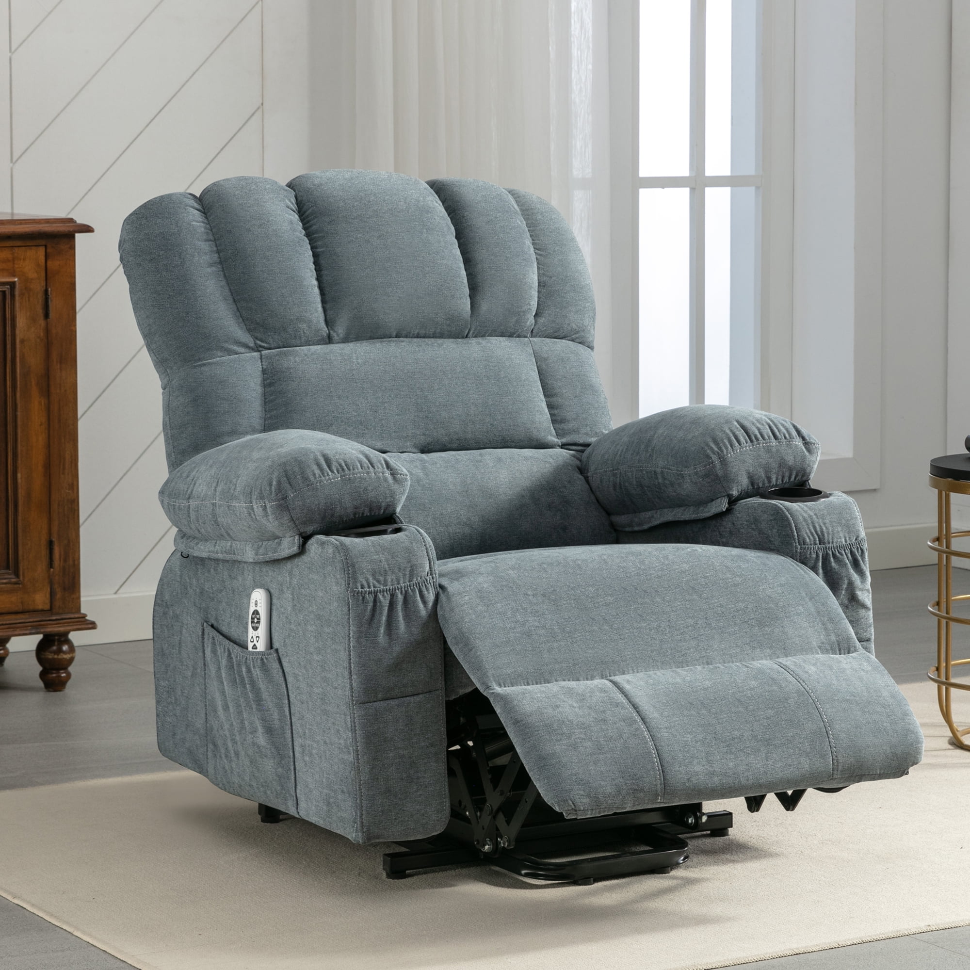 TIRAMISUBEST Elderly with Adjustable Massage Function Recliner Chair - Light Grey