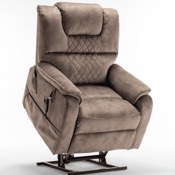 LegaHome Lift Recliner Electric Power Lift Chair with Heated and Massage Functions Modern Velvet Fabric Lift Recliner with Remotes and Side Pockets Lounge Sofa for Elderly Holds 400LBS Brown Walmart B...