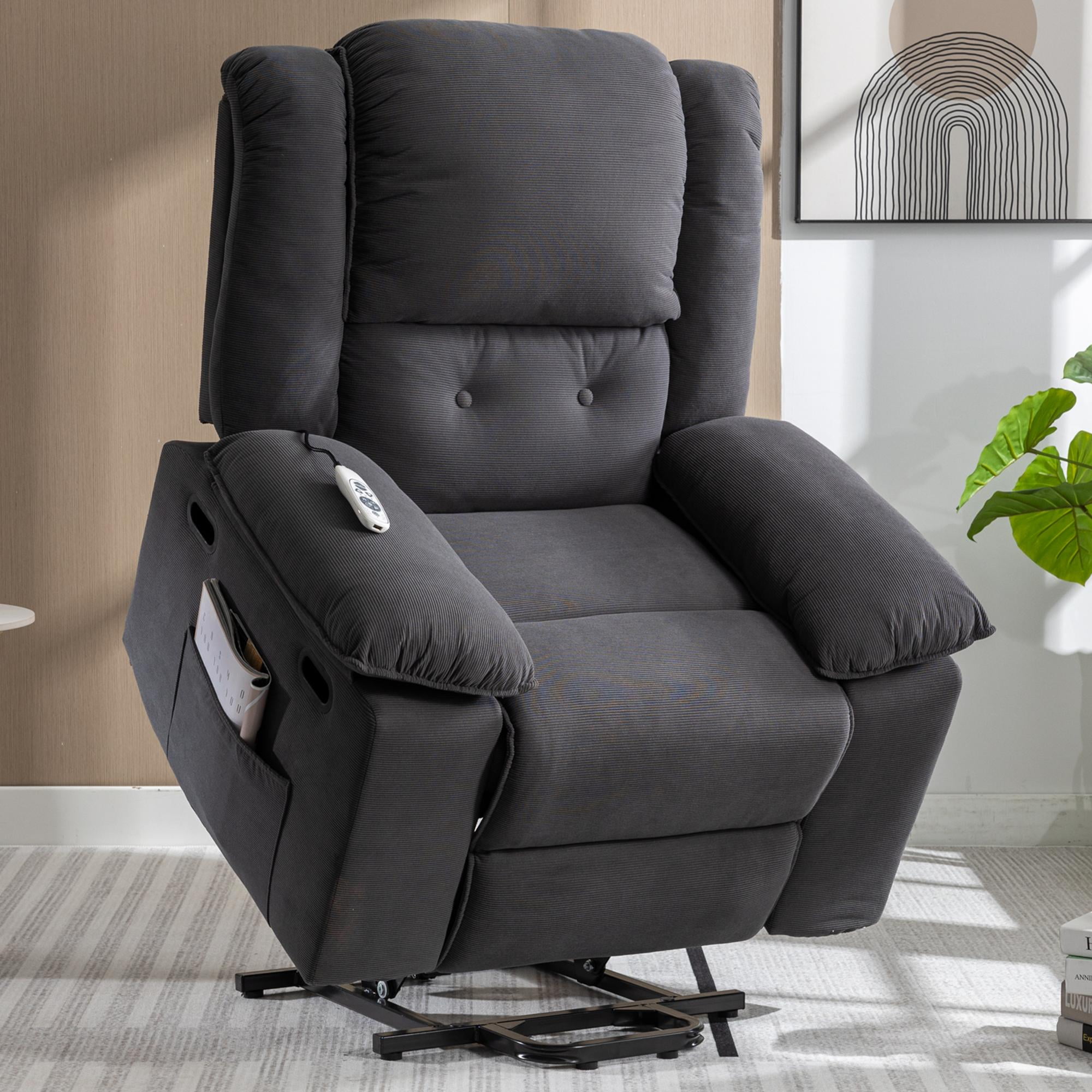 BTMWAY Heated Massage Recliner Chair, Fabric Manual Recliner Couch