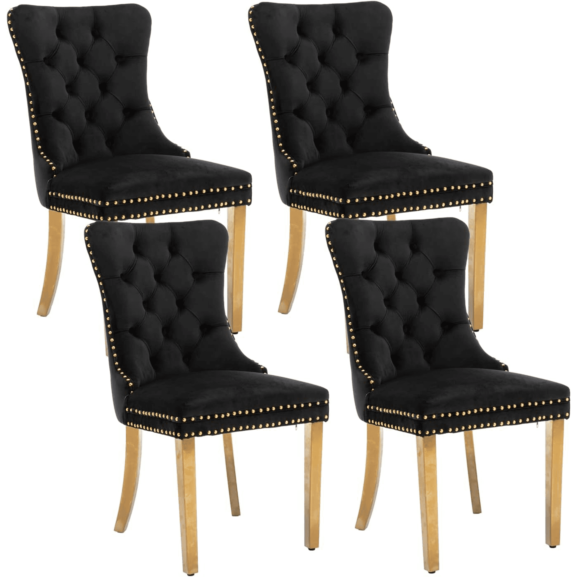 BTMWAY Modern Dining Chairs Set, 4 Pcs Velvet Nailhead Trim Dining
