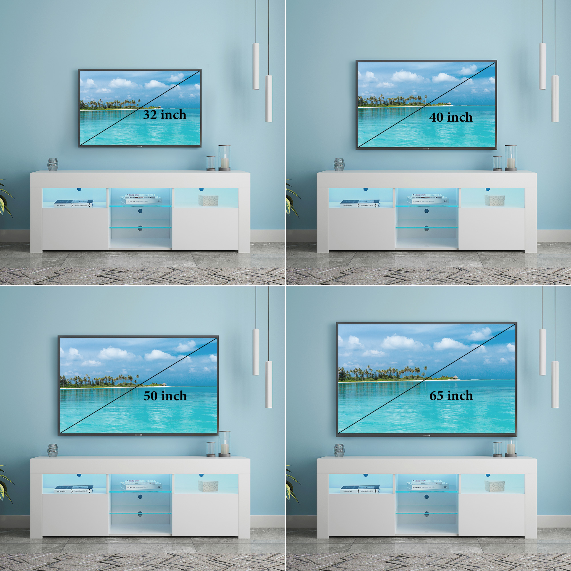 BTMWAY Modern TV Stand, TV Console Table for TVs Up to 65 Inches ...