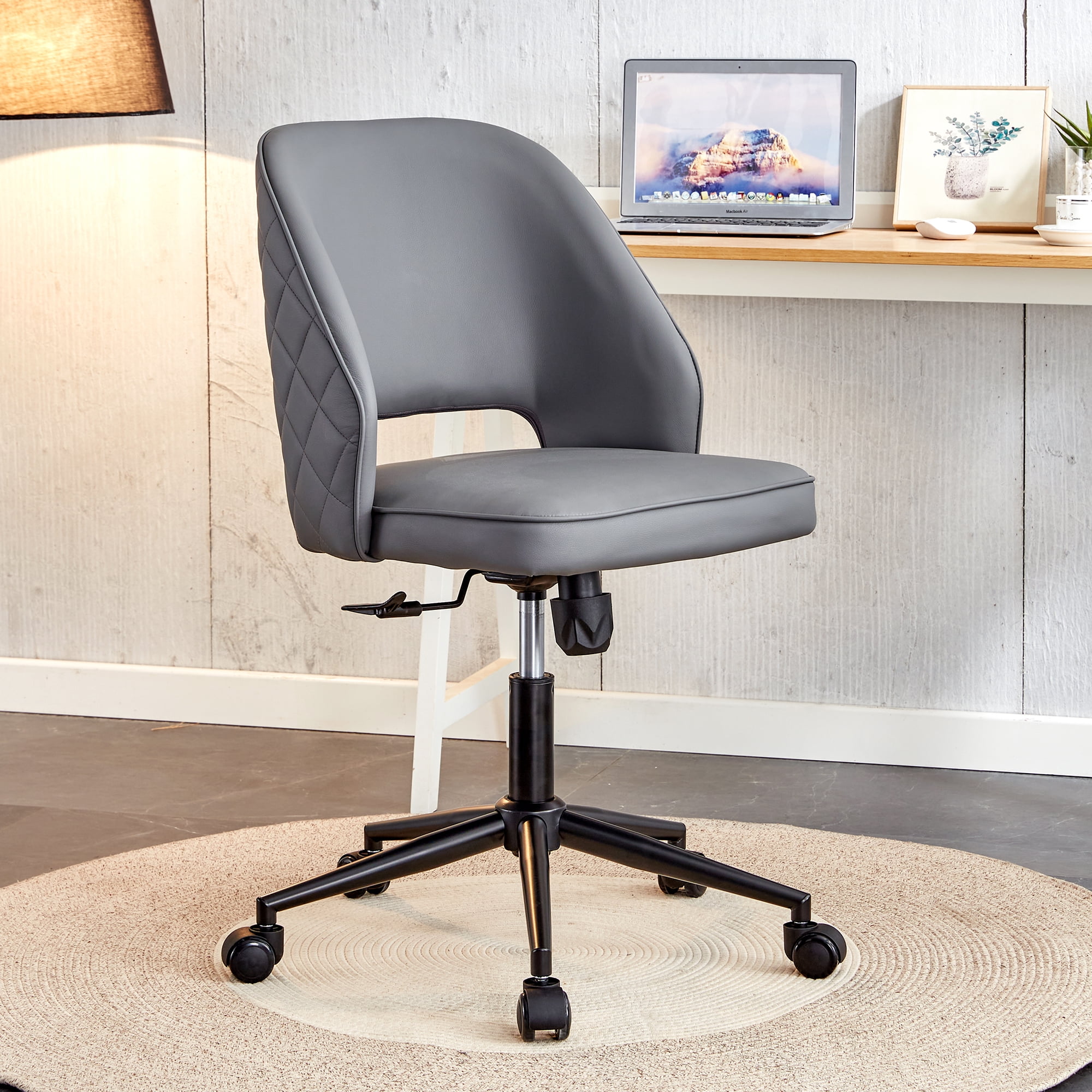 BTMWAY Office Chair, PU Upholstered Home Office Chair with Wheels
