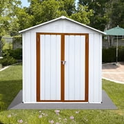 6 4 FT Outdoor Storage shed, Metal Shed with Sloping Roof and Lockable Door, Tool Shed for Bike, Toys, Backyard, Garden, Patio, White