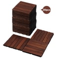 thumbnail image 1 of BTMWAY Outdoor Wood Interlocking Flooring Tiles, 12"x12" Solid Acacia Wood Patio Deck Tiles, All-Weather Waterproof Composite Decking Floor Tiles for Backyard Balcony, Square Tiles Pack of 30, Brown, 1 of 11