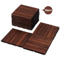 thumbnail image 1 of BTMWAY Outdoor Wood Interlocking Flooring Tiles, 12"x12" Solid Acacia Wood Patio Deck Tiles, All-Weather Waterproof Composite Decking Floor Tiles for Backyard Balcony, Square Tiles Pack of 10, Brown, 1 of 11