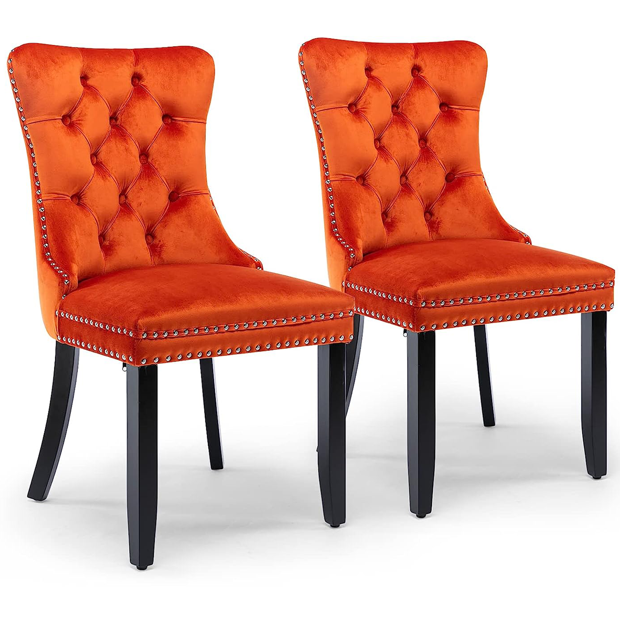 BTMWAY Padded Dining Chairs Set, 2 PCS Velvet Nailhead Trim Dining