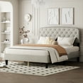 thumbnail image 1 of BTMWAY Full Bed Frame, Full Size Velvet Upholstered Platform Bed with Headboard, Solid Wood Frame, Modern Full Platform Bed Frame Bedroom Furniture, Holds 550lbs, No Box Spring Needed, Blue, 1 of 10