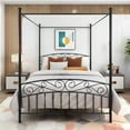 thumbnail image 1 of LegaHome Queen Canopy Bed Frame, Queen Size Metal Platform Bed, Modern Bedroom Furniture Canopy Platform Bed with Classic Headboard and Footboard, No Box Spring Needed, Black, 1 of 8