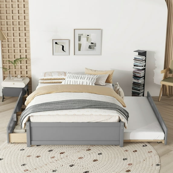 BTMWAY Queen Platform Bed Frame, Modern Velvet Upholstered Platform Bed with Flower Pattern Headboard, Bedroom Furniture Queen Size Bed Frame with Wooden Slats, No Box Spring Needed, Beige