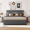 thumbnail image 1 of BTMWAY Queen Storage Bed Frame with 4 Drawers, Linen Fabric Upholstered Platform Bed with Classic Headboard, No Box Spring Needed, Queen Size Bed Frame for Adults, Holds 500lbs, Gray, 1 of 8