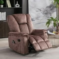 thumbnail image 1 of BTMWAY Recliner Chair with Massage, Brown Velvet Fabric Manual Recliner Couch with Heat Therapy, Massage Function, Rocking Function, and Side Pocket, Single Reclining Sofa for Adults Elderly Senior, 1 of 5