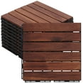 thumbnail image 1 of BTMWAY Solid Wood Patio Deck Tiles, Pack of 10, 12"x12" Square Interlocking Flooring Tiles, Acacia Wood Composite Decking Floor Tiles Indoor Outdoor, Floor Tile for Garden Poolside Backyard, Brown, 1 of 11