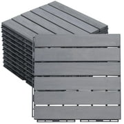 BTMWAY Solid Wood Patio Deck Tiles, Pack of 20, 12"x12" Square Interlocking Flooring Tiles, Acacia Wood Composite Decking Floor Tiles Indoor Outdoor, Floor Tile for Garden Poolside Backyard, Gray