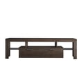 thumbnail image 1 of BTMWAY TV Cabinet with Drawers, Wood Corner TV Console Table for 32-70 Inch Television, Modern TV Stand Entertainment Center for Living Room Lounge Room, TV Stand with LED Lights, Brown, 1 of 6
