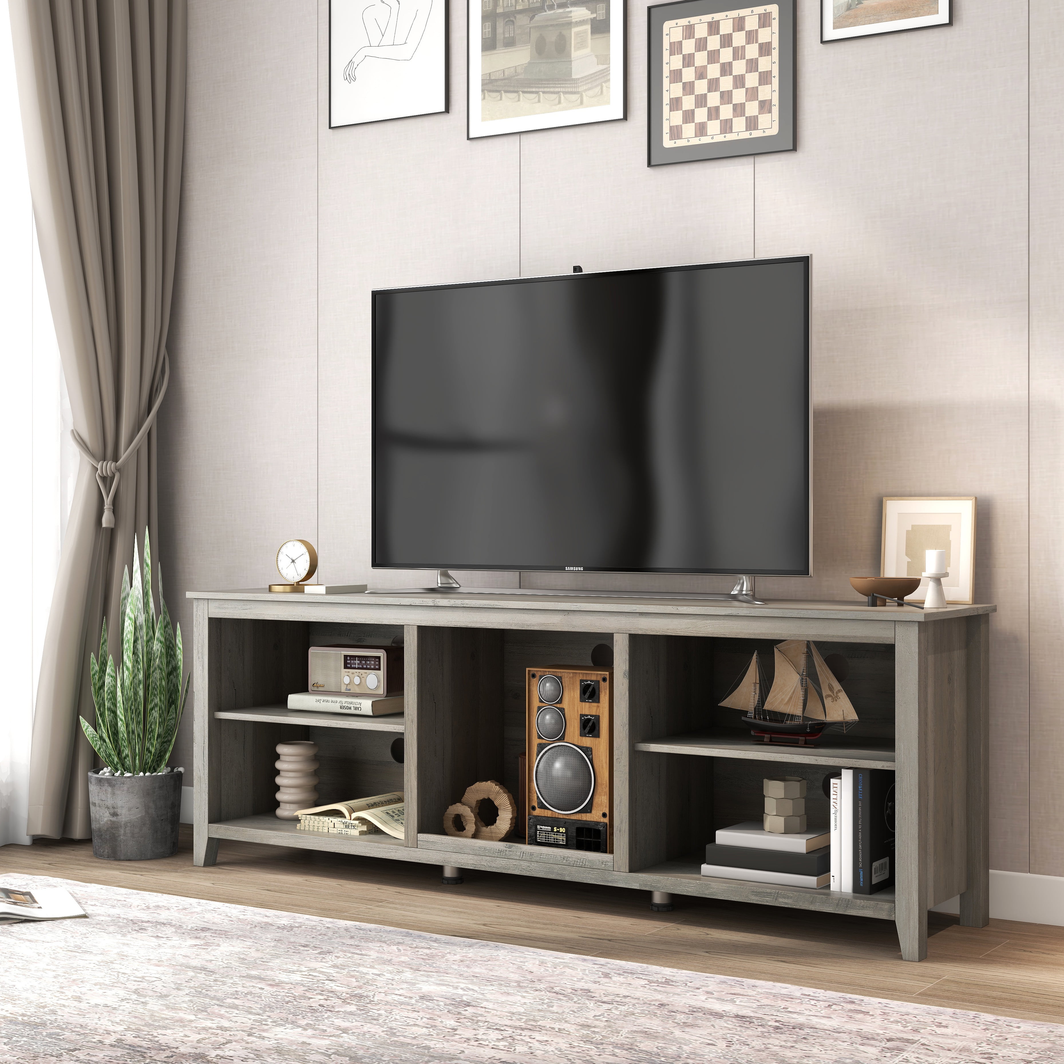 BTMWAY TV Stand for 75 Inch TV, New Upgraded TV with Open Media