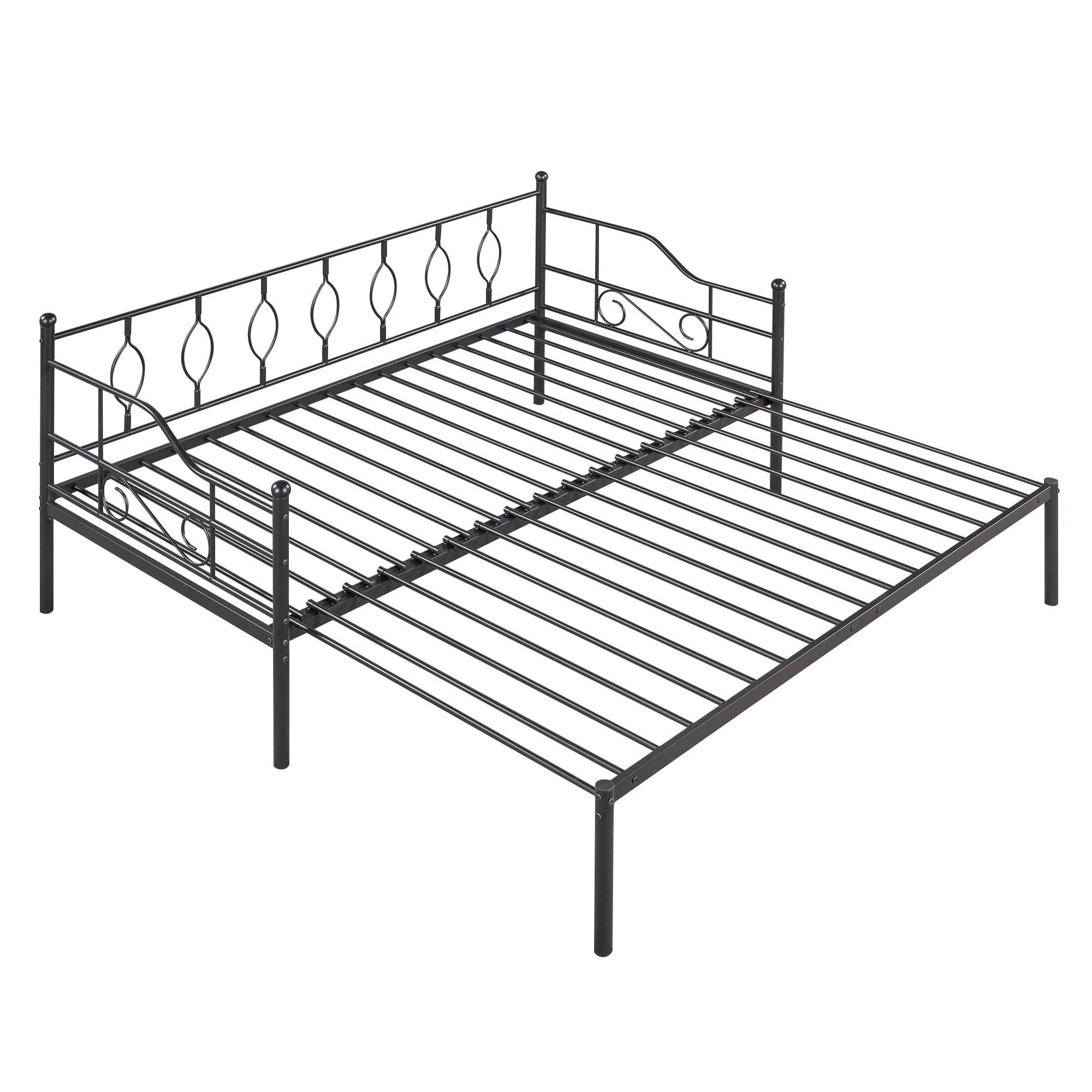 BTMWAY Twin Metal Daybed with Pullout Trundle Bed, HeavyDuty Steel