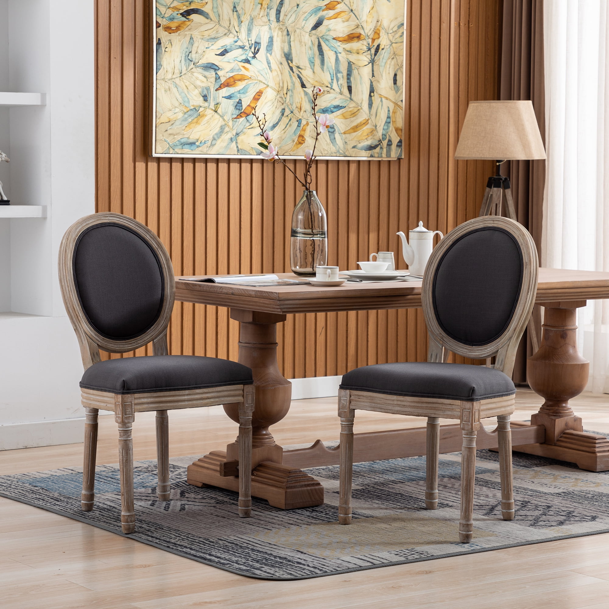 BTMWAY Upholstered Dining Chairs Set of 2, Modern Linen Fabric Dining