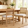 thumbnail image 1 of Dining Chairs Set of 2, Farmhouse Rattan Kitchen Chairs with Cane Back, LEGAHOME Upholstered Beige Dining Room Chairs, Wood Side Chair for Kitchen Dining Room, 1 of 10