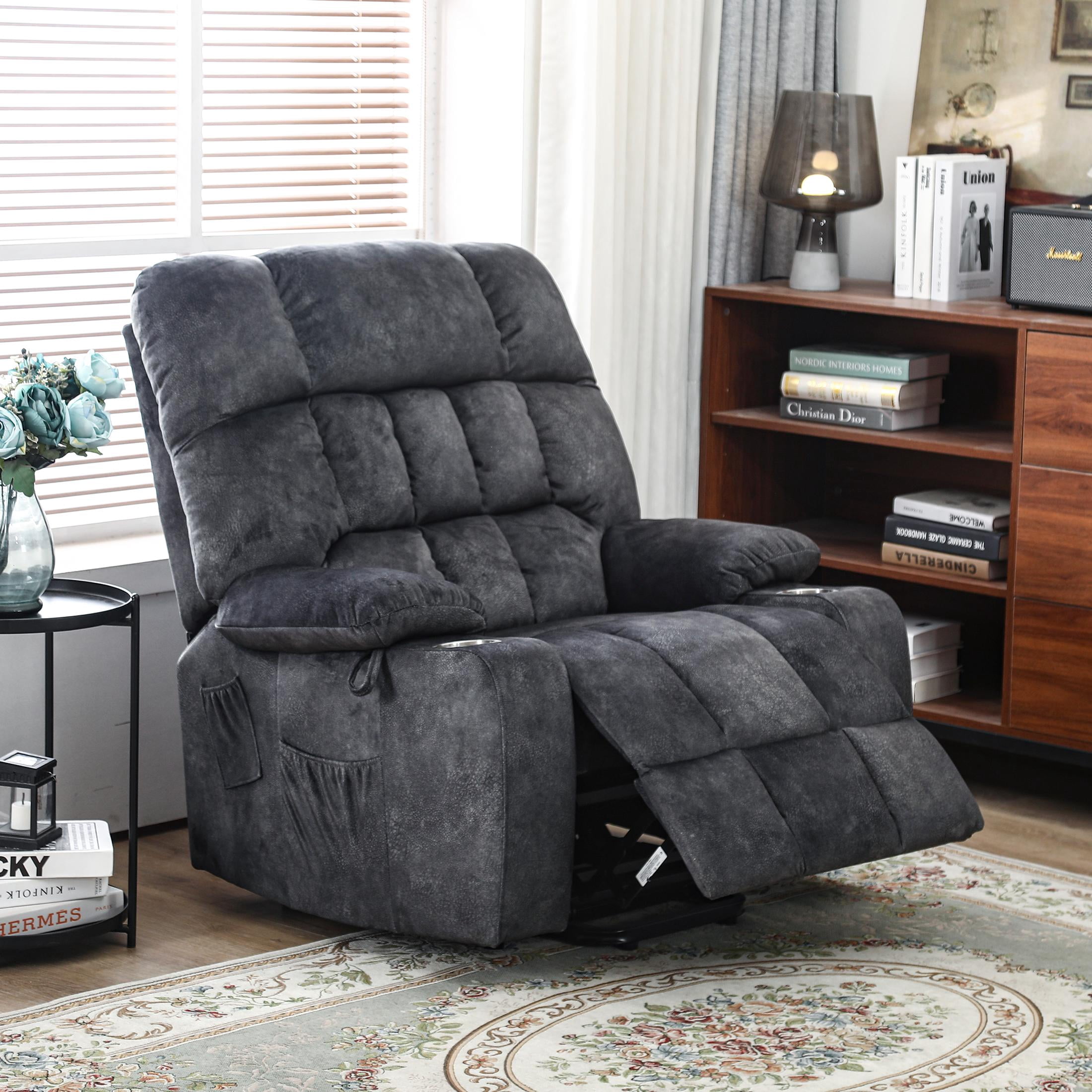 LEGAHOME Large Power Lift Recliner, Wide Seat Lift Chair for Big and Tall, Fabric Reclining Sofa with Heat and Massage, Gray