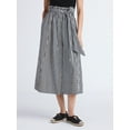 thumbnail image 1 of Free Assembly Women's and Women's Plus Cotton Button Front Midi Skirt with Paperbag Waist, Sizes XS-4X, 1 of 5