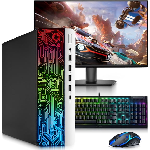 Restored BTO BX6G3 RGB Desktop Computer | Intel i5 6th Gen | 16GB DDR4 RAM | 256GB SSD | AMD RX 550 4GB | 24" LED Monitor | RGB Keyboard & Mouse | WiFi | Windows 11 Pro
