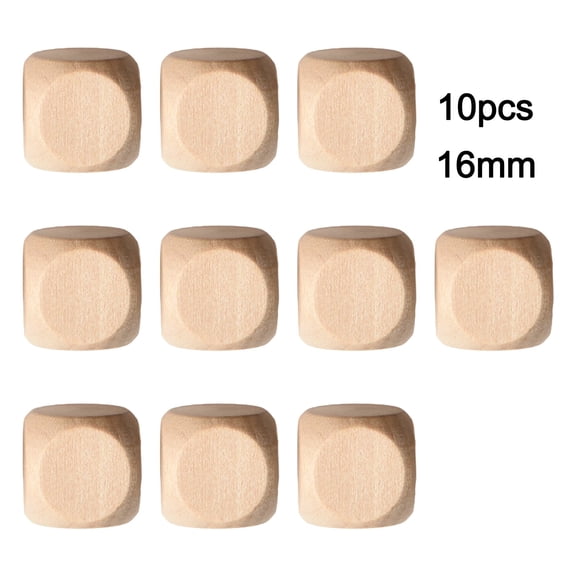 BTOER 10PCS Blank Wooden Dice Unfinished Wood Cubes Square Blocks DIY Craft Printing